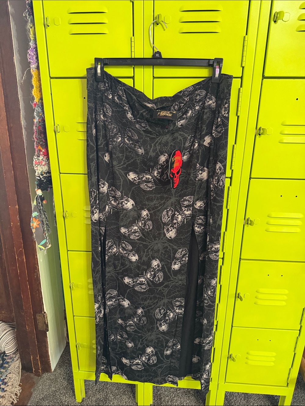 Killstar Black Maxi Skirt with Death Moths Plus size